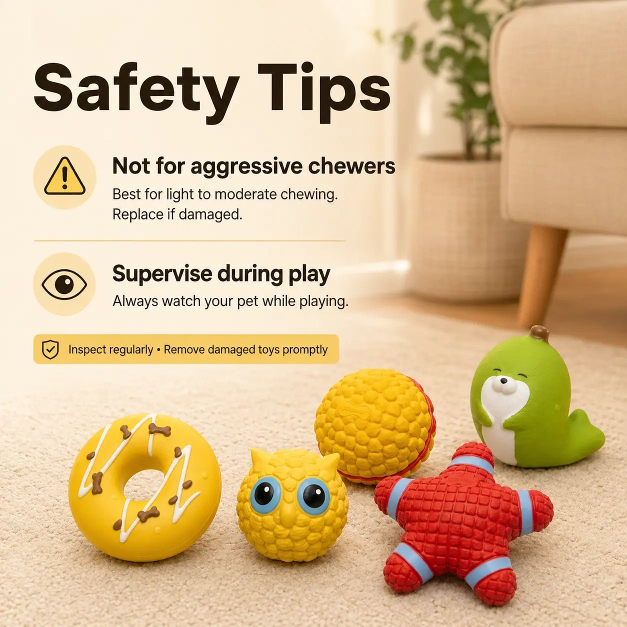 5PCS Squeaky Latex Dog Chew Set - Cute Soft Interactive Squeak Toys for Small-Medium Dogs, Fetch Accessories (Donut, Owl, Ball, Star, Seal) - Lightweight, Easy-To-Clean for Outdoor Play