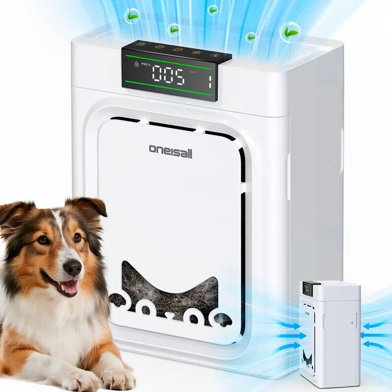 Oneisall Air Purifiers for Home Pets, 3-In-1 Washable HEPA Filter, Dual-Sided Filter with 200G Activated Carbon, Pet-Friendly Design – Pet Lock, Allergen Relief & Odor Removal Summervibes Petlovers