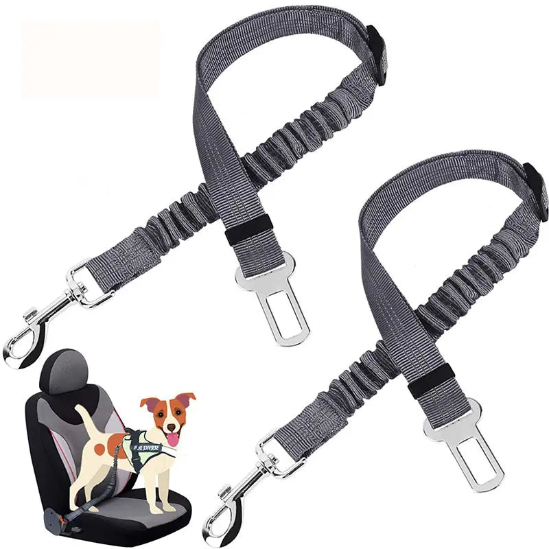 2-Pack Pet Dog & Cat Seat Belts for Cars, Adjustable Safety Leash/Harness Compatible with Vehicle Headrests