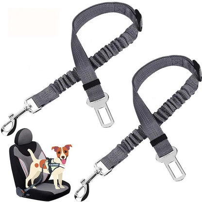 2-Pack Pet Dog & Cat Seat Belts for Cars, Adjustable Safety Leash/Harness Compatible with Vehicle Headrests