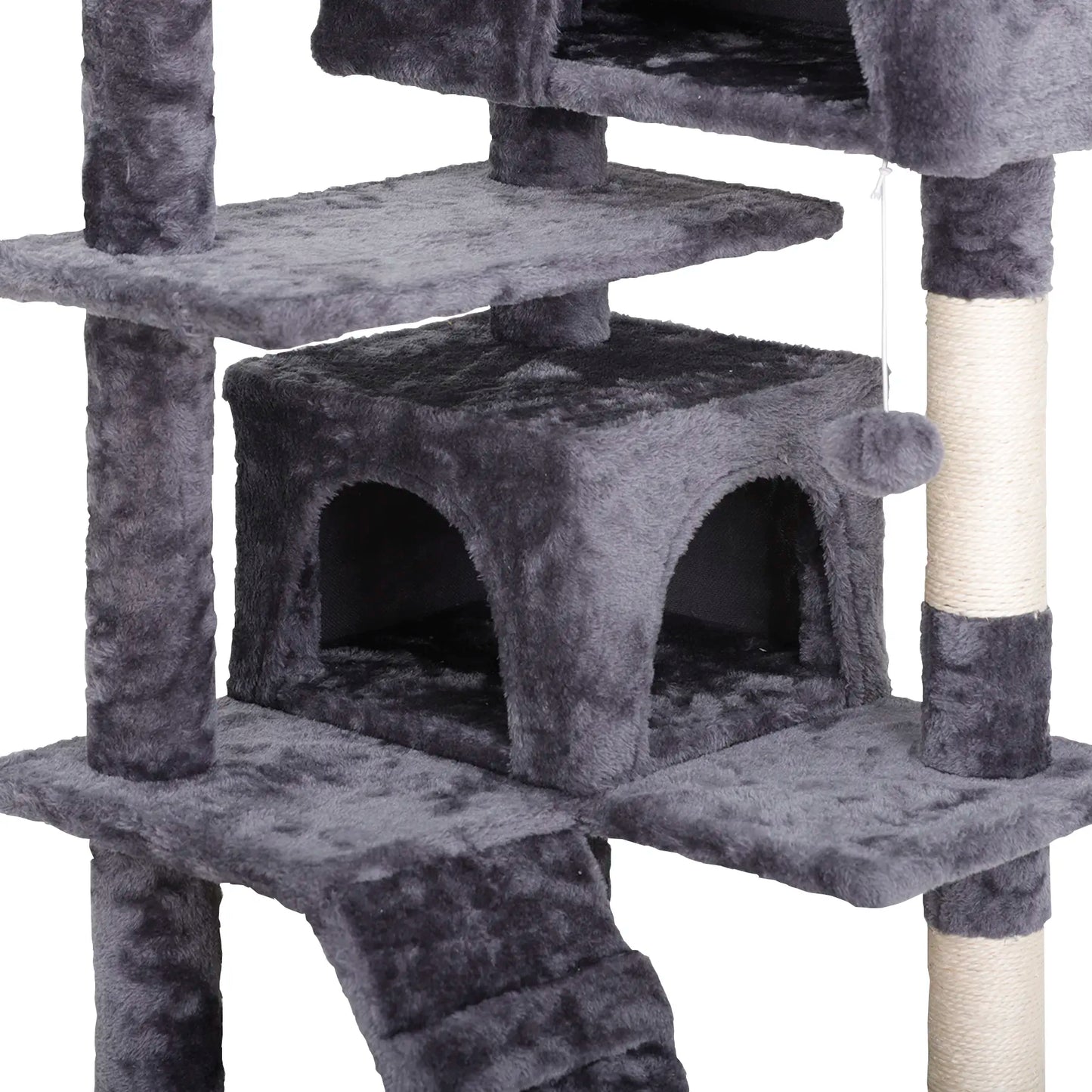 Segawe 55" Multi-Tier Cat Tree Condo - Plush Sisal Scratching Posts for Claw Sharpening, Secure Perches, 2 Cozy Hideaways for Medium Cats, Cool Room Decor, Apartment Stuff