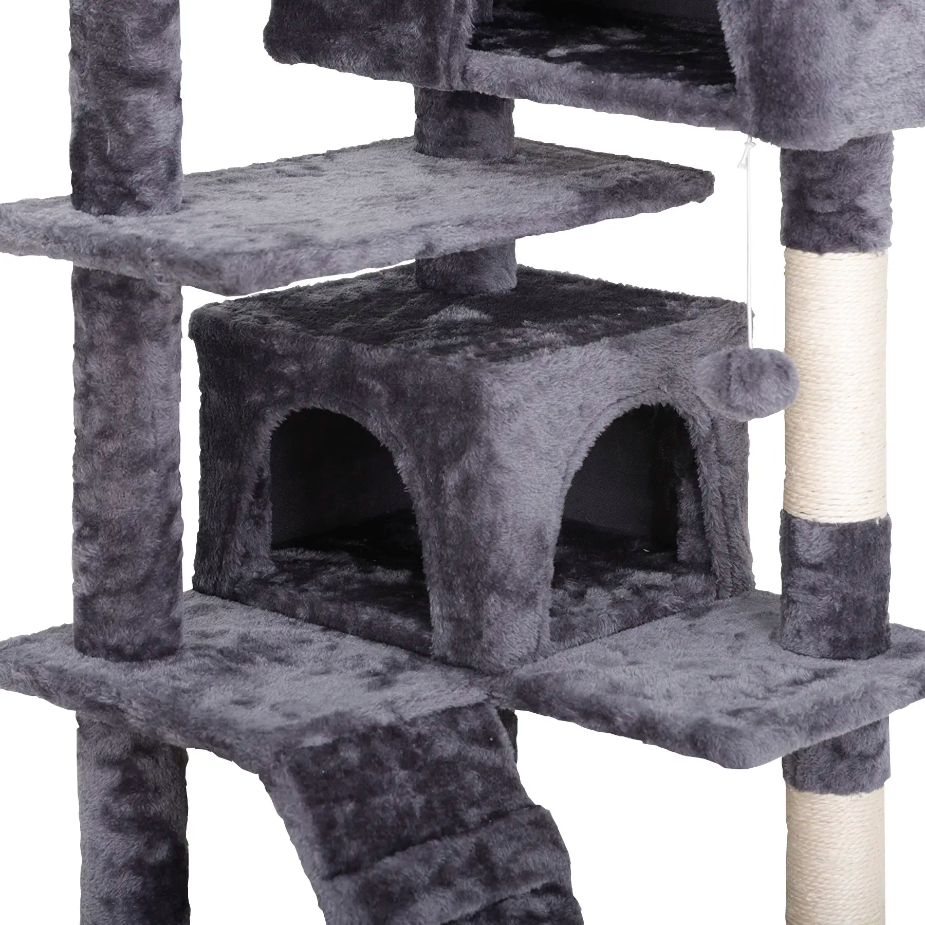 Segawe 55" Multi-Tier Cat Tree Condo - Plush Sisal Scratching Posts for Claw Sharpening, Secure Perches, 2 Cozy Hideaways for Medium Cats, Cool Room Decor, Apartment Stuff