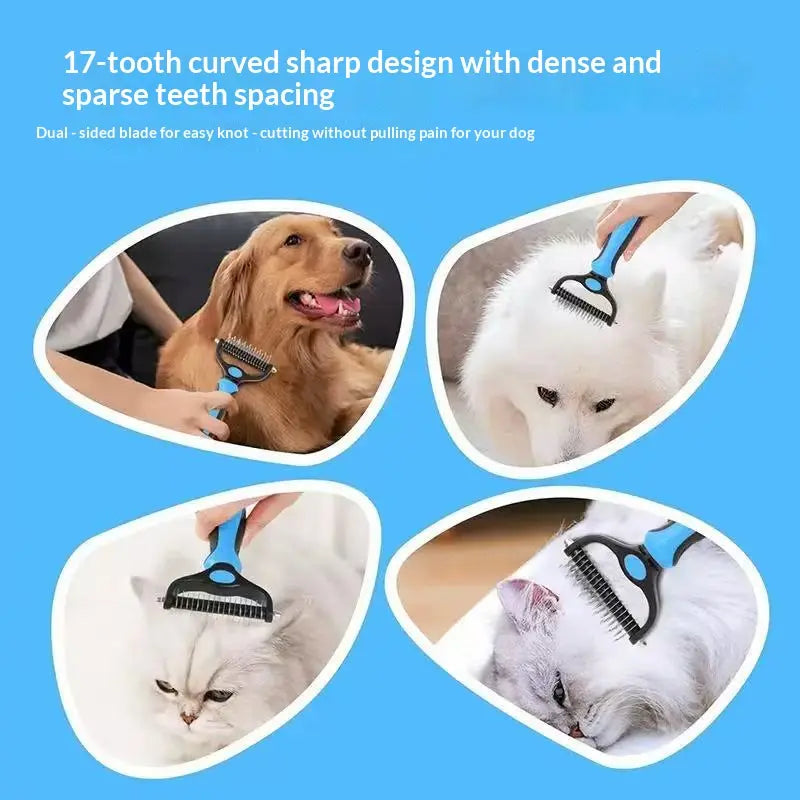 Pain-Free Dematting Undercoat Rake for Pets - Double-Sided Shedding Brush and Effective Tangle Remover Tool for Dogs and Cats, Reducing Loose Hair and Mats Effortlessly