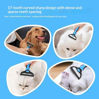 Pain-Free Dematting Undercoat Rake for Pets - Double-Sided Shedding Brush and Effective Tangle Remover Tool for Dogs and Cats, Reducing Loose Hair and Mats Effortlessly