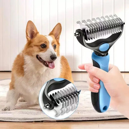 Pain-Free Dematting Undercoat Rake for Pets - Double-Sided Shedding Brush and Effective Tangle Remover Tool for Dogs and Cats, Reducing Loose Hair and Mats Effortlessly