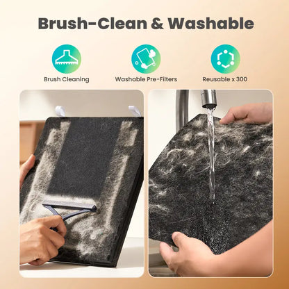 Oneisall Air Purifiers for Home Pets, 3-In-1 Washable HEPA Filter, Dual-Sided Filter with 200G Activated Carbon, Pet-Friendly Design – Pet Lock, Allergen Relief & Odor Removal Summervibes Petlovers