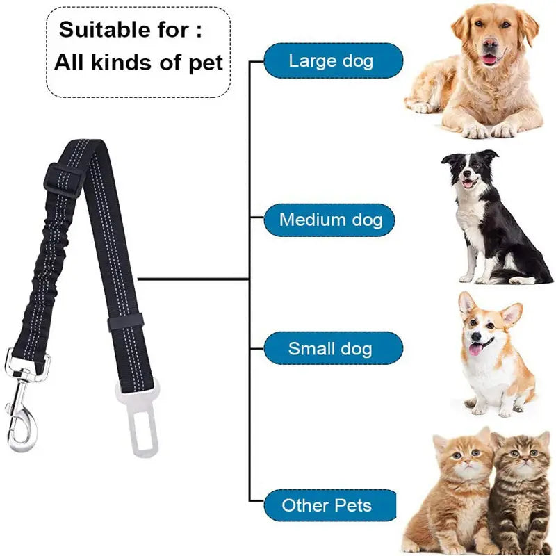 2-Pack Pet Dog & Cat Seat Belts for Cars, Adjustable Safety Leash/Harness Compatible with Vehicle Headrests