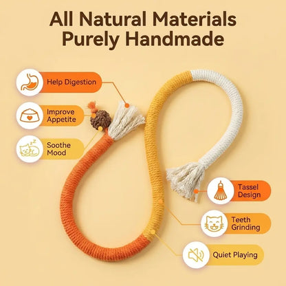 2-Pack Natural Cotton Cat Chew Ropes | Dental Teething Toy with Silvervine for Indoor Kittens