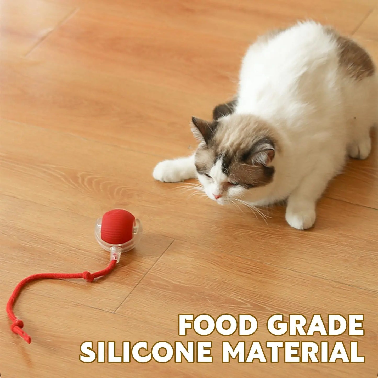Interactive Cat Toys for Indoor Cats, Interactive Pet Toy Ball, Cat Toy Ball for Bored Indoor Cats, Smart Rolling Ball for Dogs & Cats (Red)
