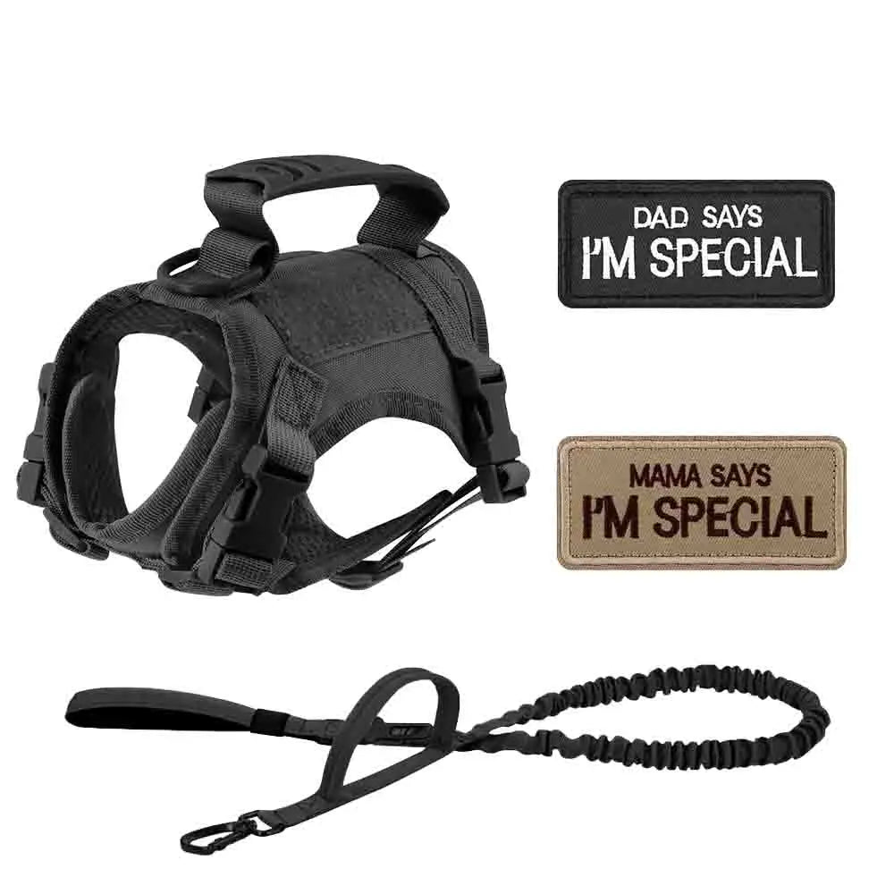 Tactical Dog Harness Set for Small Dogs and Cats -#Summervibes #Petlovers-Dog Vest Dog Leash with 2 Patches Dog Car Harness Outdoorfun
