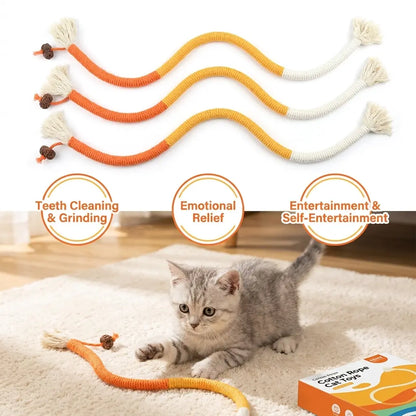 2-Pack Natural Cotton Cat Chew Ropes | Dental Teething Toy with Silvervine for Indoor Kittens