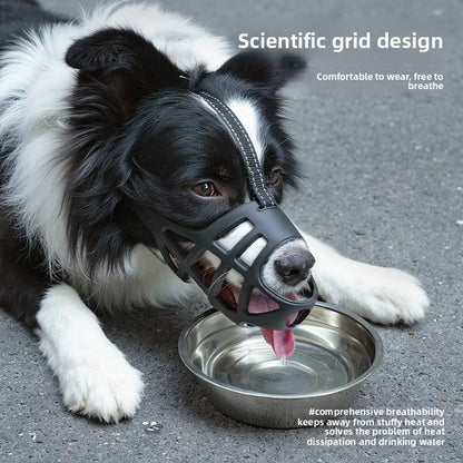 Adjustable Reflective Dog Muzzle Breathable Anti-Bite Anti-Bark No Chew for Large Medium Small Dogs