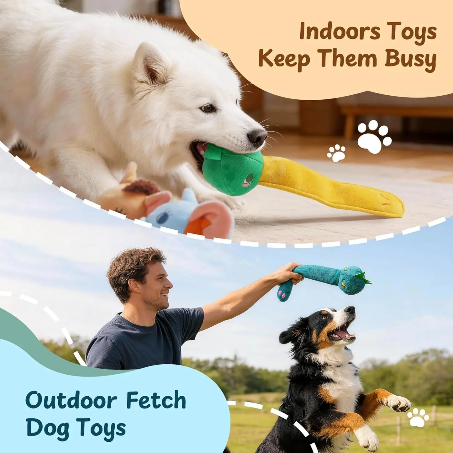 Nocciola 5 Pack Long Snout Squeaky Dog Toys, Plush Wild Animals with Crinkle Paper & Treat-Hiding Compartment, Interactive Fetch Toy for Aggressive Chewers & All Breeds
