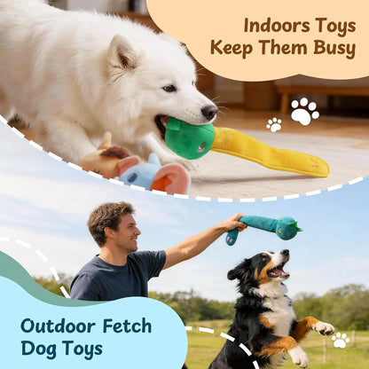 Nocciola 5 Pack Long Snout Squeaky Dog Toys, Plush Wild Animals with Crinkle Paper & Treat-Hiding Compartment, Interactive Fetch Toy for Aggressive Chewers & All Breeds