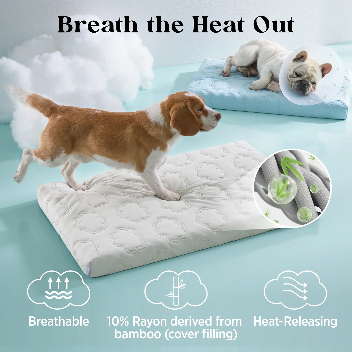Lesure Cooling Orthopedic Dog Thick Mat – Q-Max>0.5 Cooling Mat with Washable Cover, Egg Crate Foam Non-Slip Bed for Extra Large Dogs