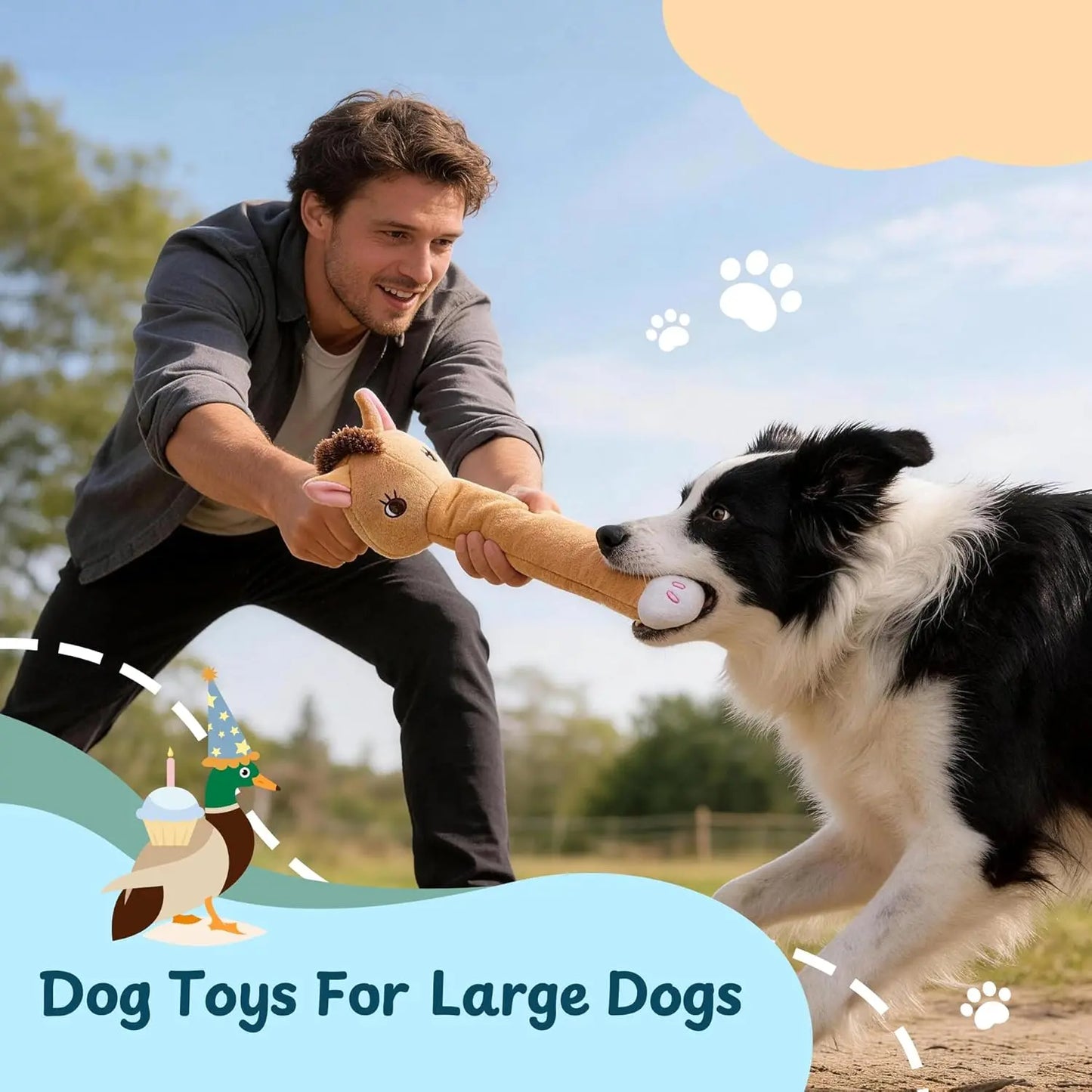 Nocciola 5 Pack Long Snout Squeaky Dog Toys, Plush Wild Animals with Crinkle Paper & Treat-Hiding Compartment, Interactive Fetch Toy for Aggressive Chewers & All Breeds