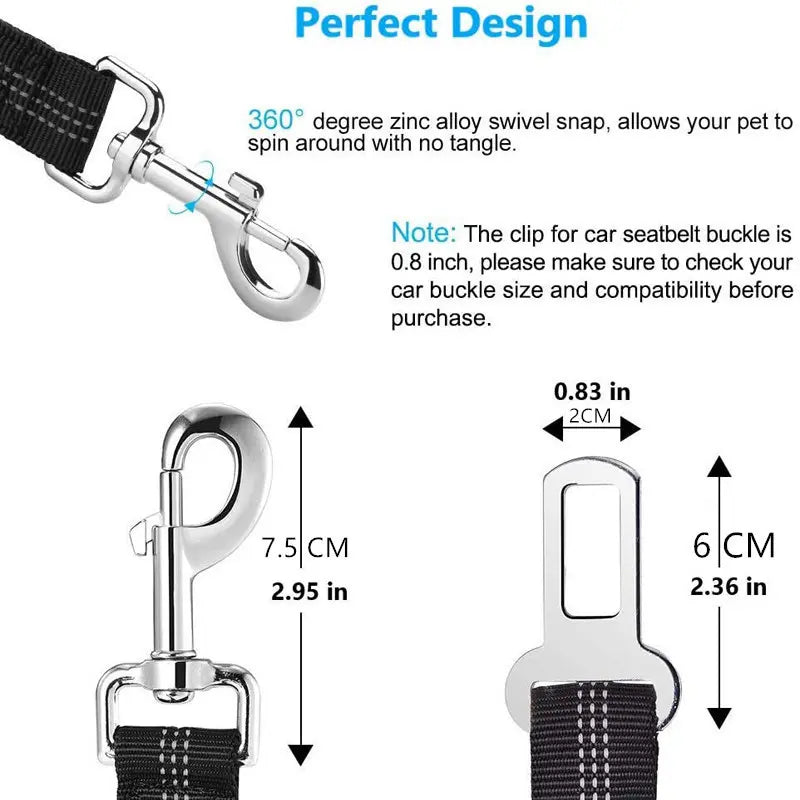 2-Pack Pet Dog & Cat Seat Belts for Cars, Adjustable Safety Leash/Harness Compatible with Vehicle Headrests
