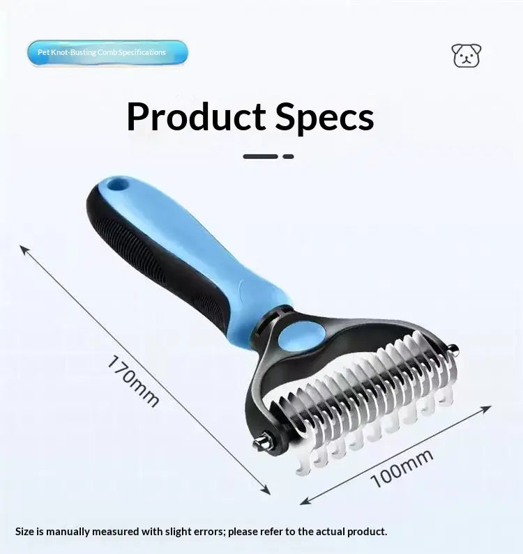 Pain-Free Dematting Undercoat Rake for Pets - Double-Sided Shedding Brush and Effective Tangle Remover Tool for Dogs and Cats, Reducing Loose Hair and Mats Effortlessly
