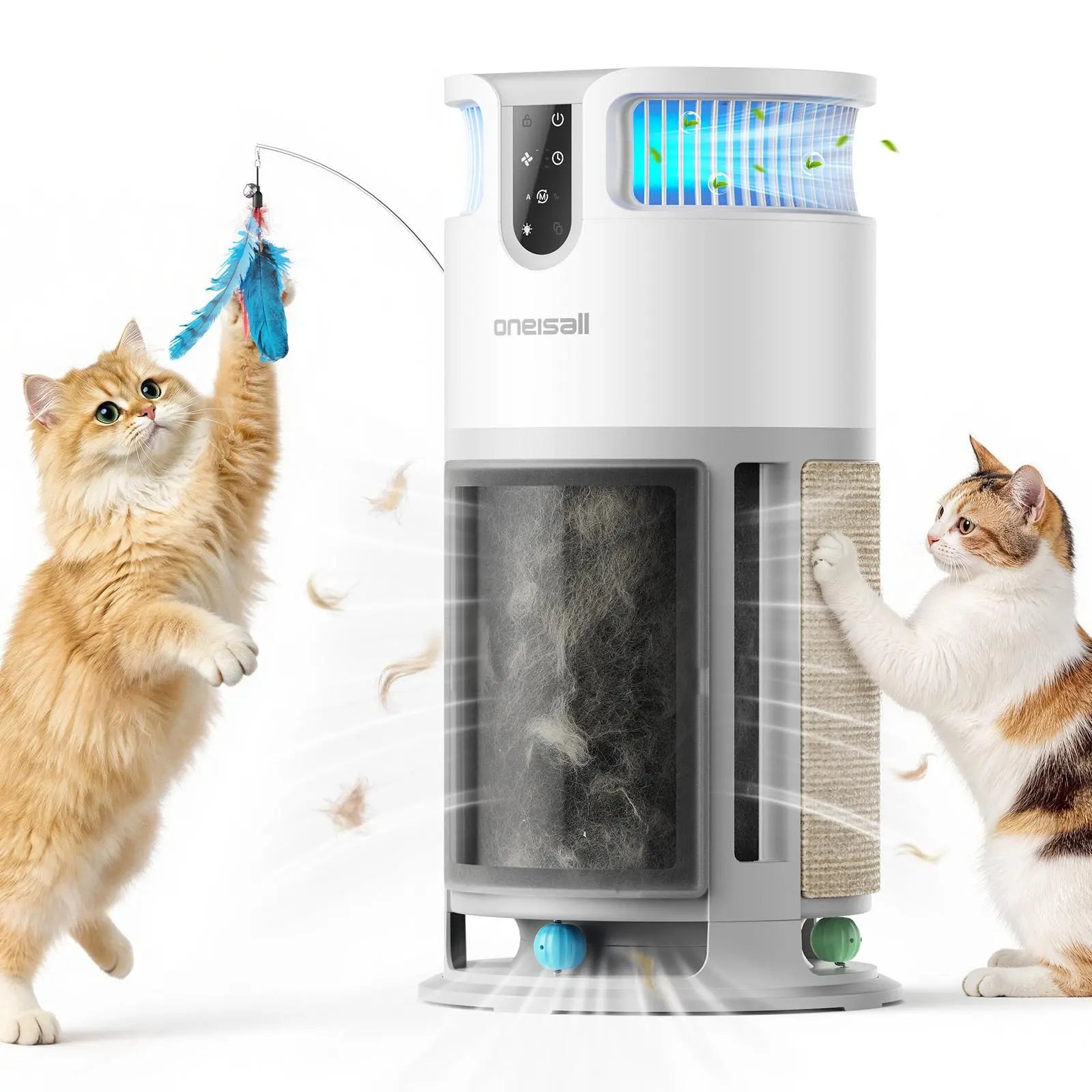 Oneisall Air Purifiers for Home Pets, 3-In-1 Washable HEPA Filter, Dual-Sided Filter with 200G Activated Carbon, Pet-Friendly Design – Pet Lock, Allergen Relief & Odor Removal Summervibes Petlovers