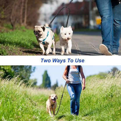 Pipidodo Dual Dog Leash with Shock Absorber, Tangle-Free 360° Swivel, Comfortable Padded Handle for Walking 2 Dogs No Pull