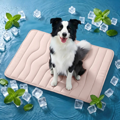 Vagascape Cooling Pet Mat, Eco-Friendly Cooling Pad for Large Dog, Summervibes Cooling Mats for Dog Bed ，Petloverspetand Cat House, Use in Crate, Tunk, Camping, Outdoors, Portable, Machine Washable, Durable, without Gel, Outdoorfun