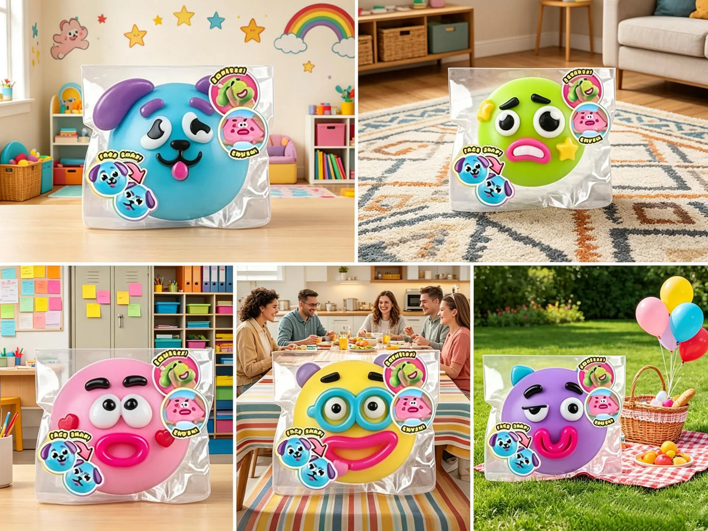 NEW Squishy Cutie Toy ,Funny Face Curiosities Dog Face Swap Squishy Soft Moldable Multisensory Stress Relief for Anxiety Safe Maltose Material Portable Sensory Decompression Party Favors