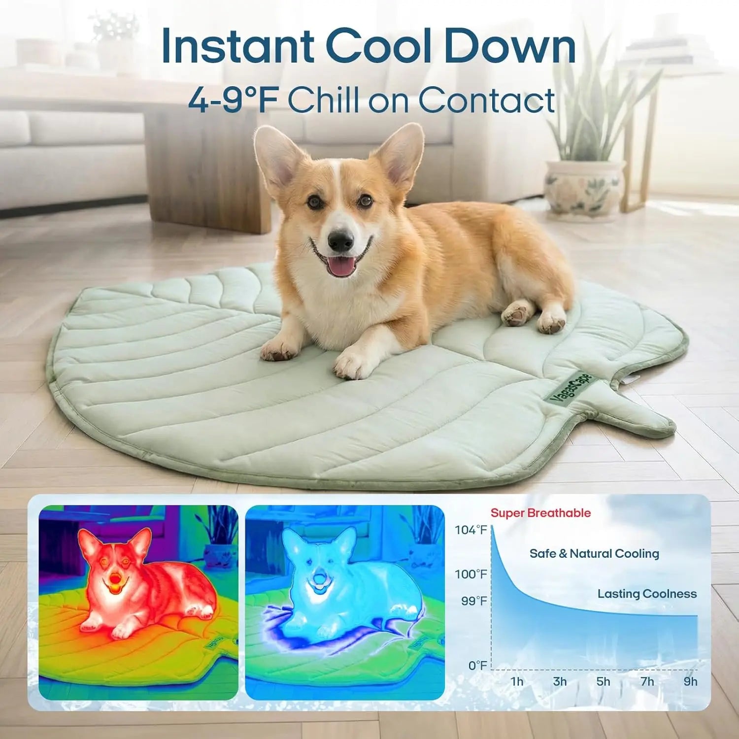 Vagascape Cooling Pet Mat, Eco-Friendly Cooling Pad for Large Dog, Summervibes Cooling Mats for Dog Bed ，Petloverspetand Cat House, Use in Crate, Tunk, Camping, Outdoors, Portable, Machine Washable, Durable, without Gel, Outdoorfun