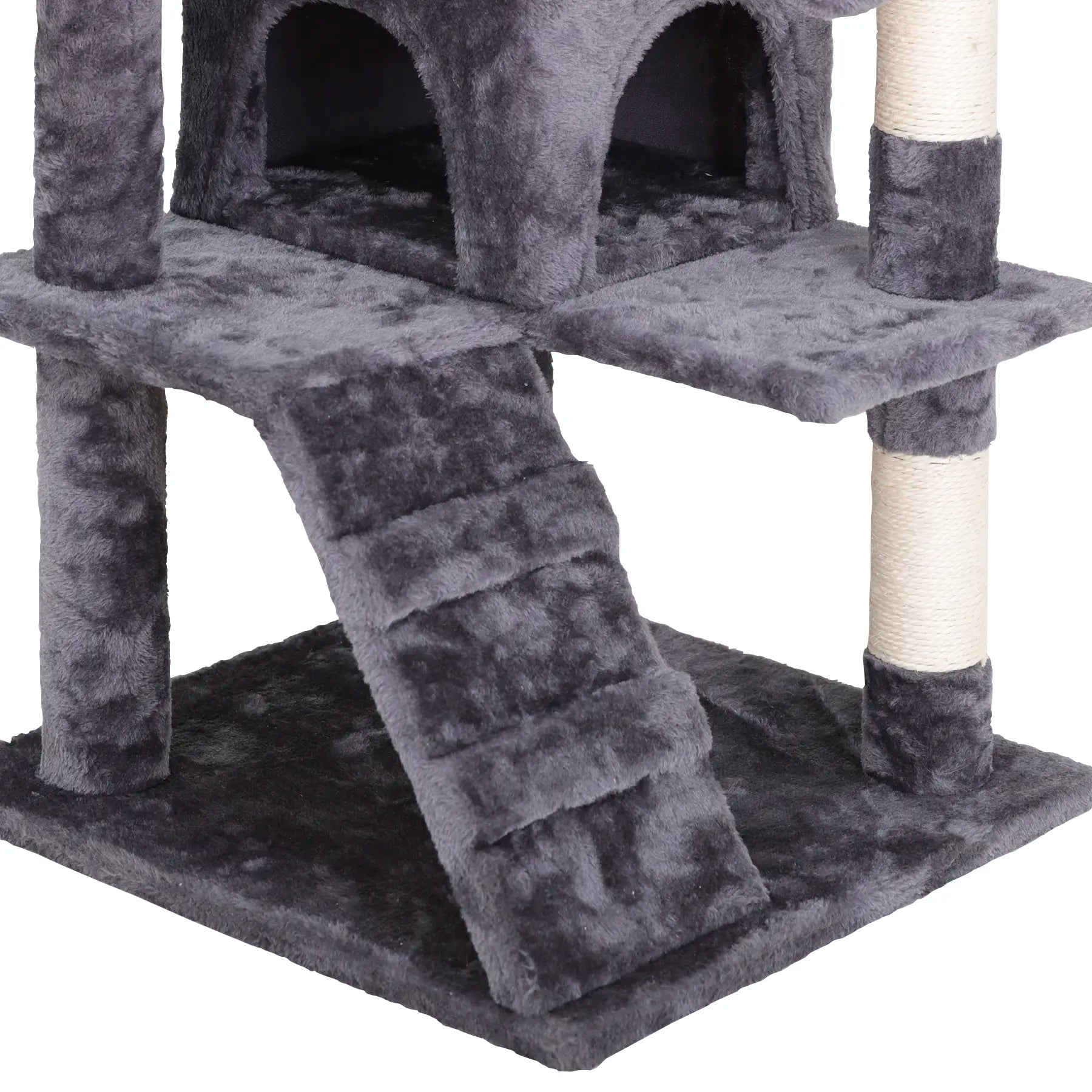 Segawe 55" Multi-Tier Cat Tree Condo - Plush Sisal Scratching Posts for Claw Sharpening, Secure Perches, 2 Cozy Hideaways for Medium Cats, Cool Room Decor, Apartment Stuff