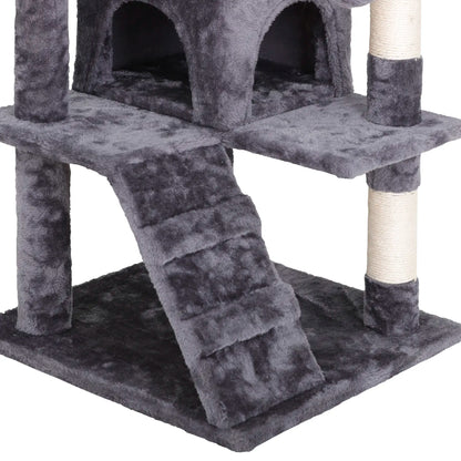 Segawe 55" Multi-Tier Cat Tree Condo - Plush Sisal Scratching Posts for Claw Sharpening, Secure Perches, 2 Cozy Hideaways for Medium Cats, Cool Room Decor, Apartment Stuff