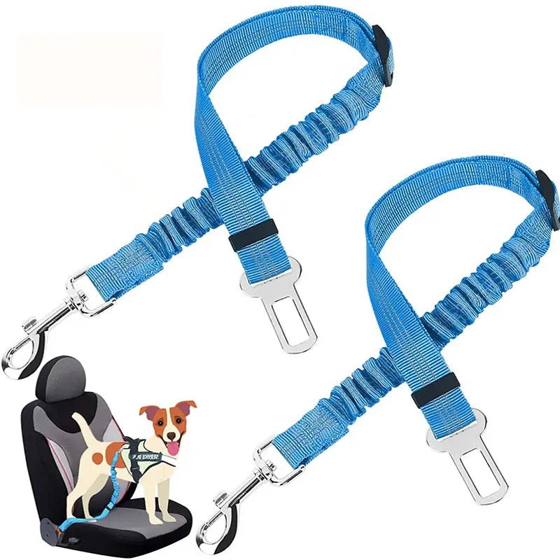2-Pack Pet Dog & Cat Seat Belts for Cars, Adjustable Safety Leash/Harness Compatible with Vehicle Headrests