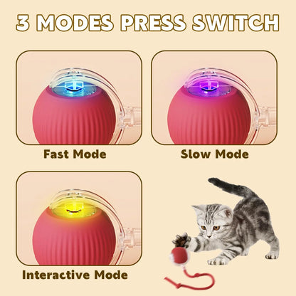 Interactive Cat Toys for Indoor Cats, Interactive Pet Toy Ball, Cat Toy Ball for Bored Indoor Cats, Smart Rolling Ball for Dogs & Cats (Red)