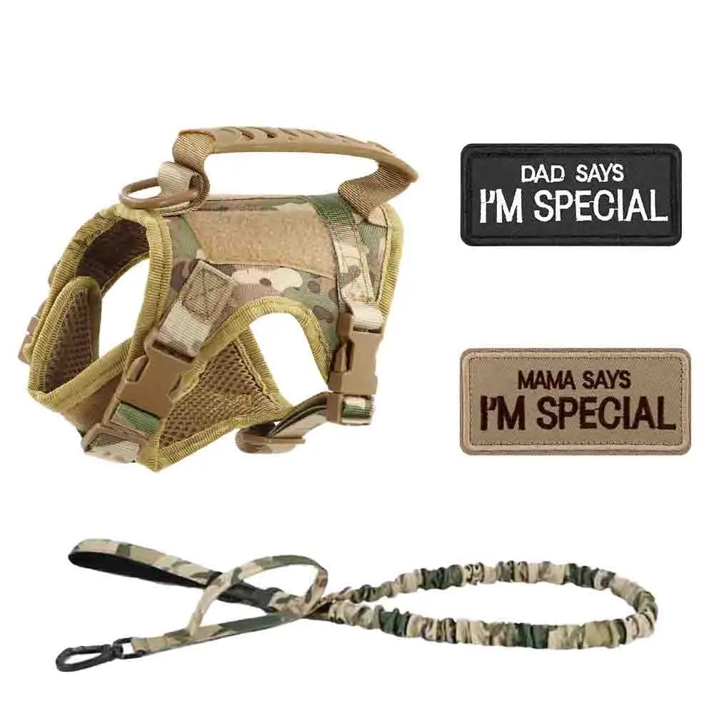 Tactical Dog Harness Set for Small Dogs and Cats -#Summervibes #Petlovers-Dog Vest Dog Leash with 2 Patches Dog Car Harness Outdoorfun