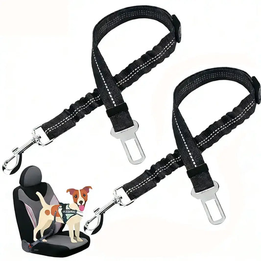 2-Pack Pet Dog & Cat Seat Belts for Cars, Adjustable Safety Leash/Harness Compatible with Vehicle Headrests