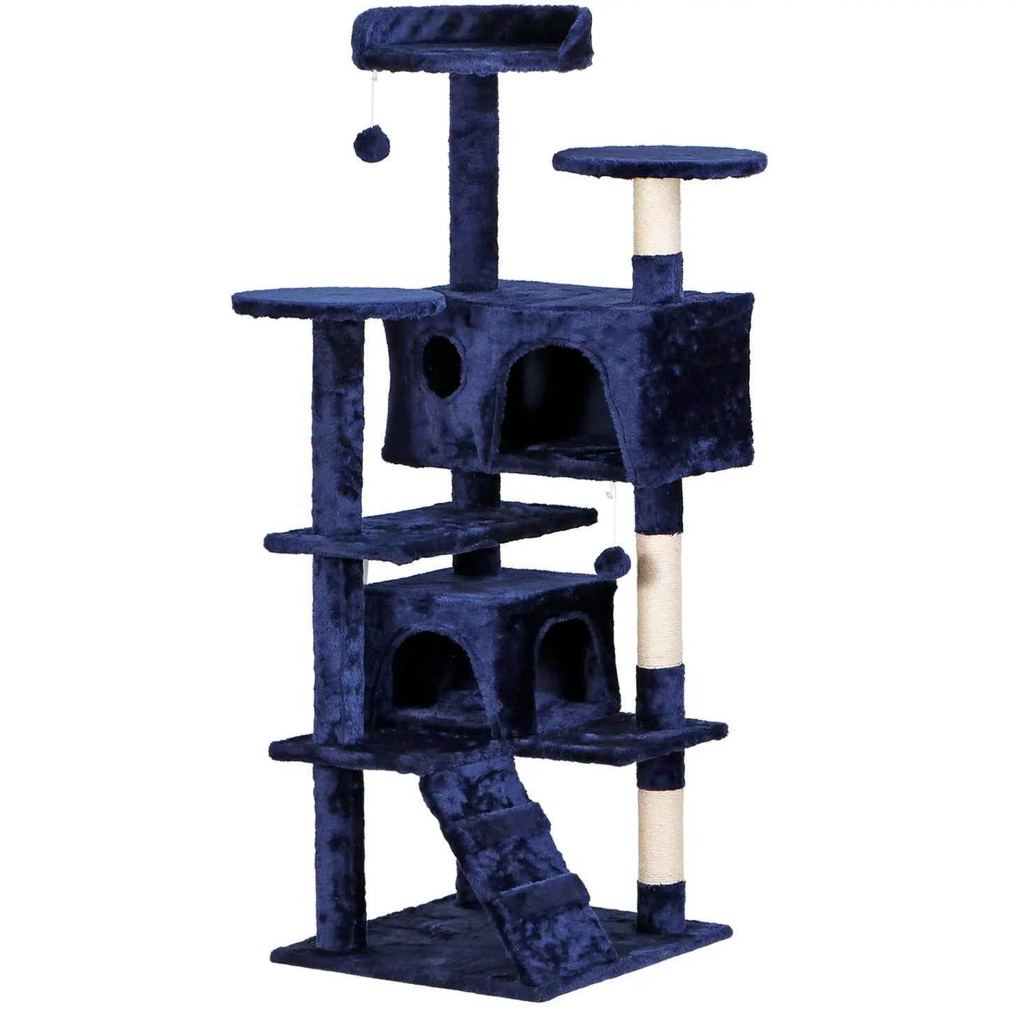 Segawe 55" Multi-Tier Cat Tree Condo - Plush Sisal Scratching Posts for Claw Sharpening, Secure Perches, 2 Cozy Hideaways for Medium Cats, Cool Room Decor, Apartment Stuff