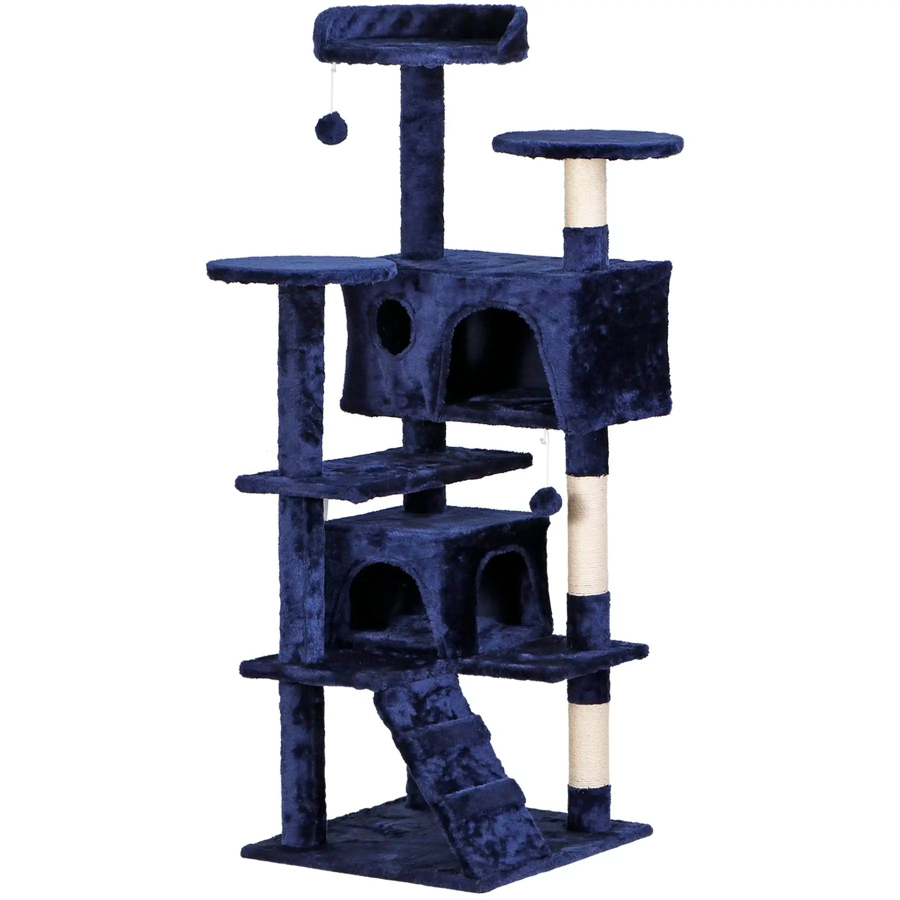 Segawe 55" Multi-Tier Cat Tree Condo - Plush Sisal Scratching Posts for Claw Sharpening, Secure Perches, 2 Cozy Hideaways for Medium Cats, Cool Room Decor, Apartment Stuff