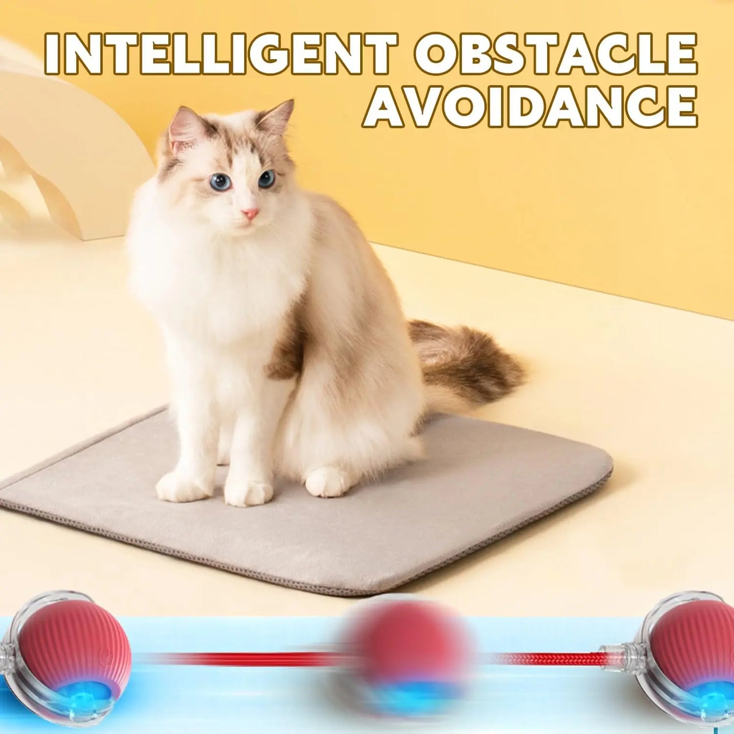 Interactive Cat Toys for Indoor Cats, Interactive Pet Toy Ball, Cat Toy Ball for Bored Indoor Cats, Smart Rolling Ball for Dogs & Cats (Red)