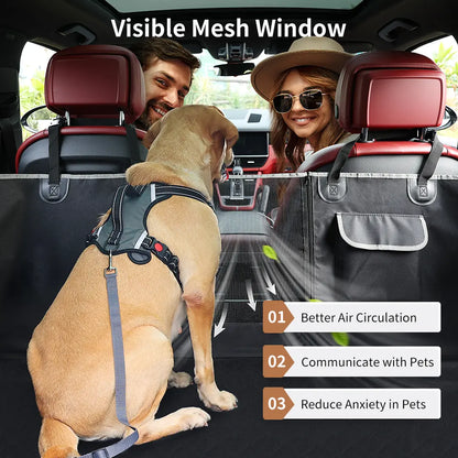 Waterproof Dog Car Seat Cover for Back Seat with Mesh Window, Nonslip Pet Hammock Back Seat Protector, Scratch-Resistant & Durable Rear Seat Cover, Easy to Clean, Universal Fit for Cars & Suvs #Summervibes