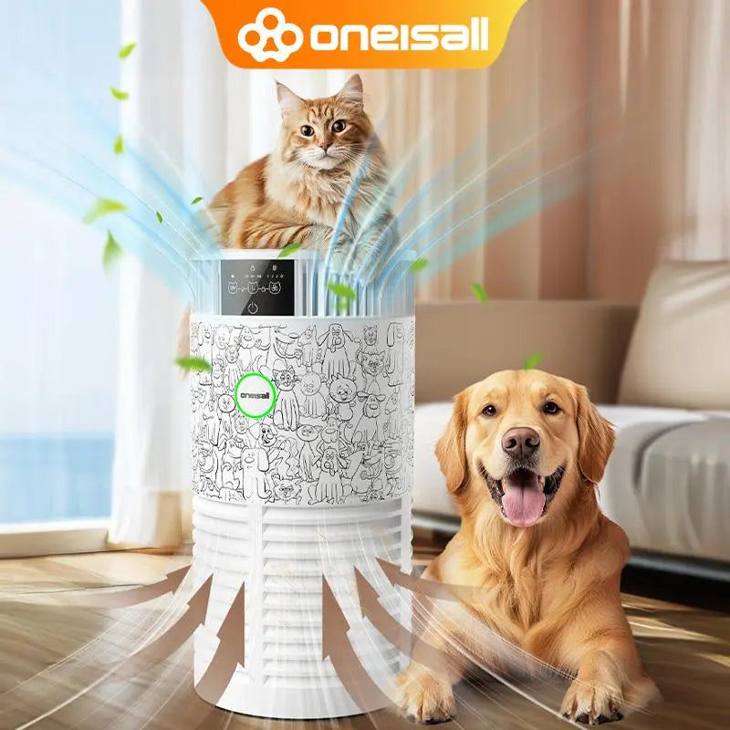Oneisall Air Purifiers for Home Pets, 3-In-1 Washable HEPA Filter, Dual-Sided Filter with 200G Activated Carbon, Pet-Friendly Design – Pet Lock, Allergen Relief & Odor Removal Summervibes Petlovers