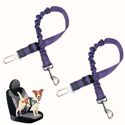 2-Pack Pet Dog & Cat Seat Belts for Cars, Adjustable Safety Leash/Harness Compatible with Vehicle Headrests
