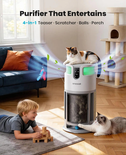 Oneisall Air Purifiers for Home Pets, 3-In-1 Washable HEPA Filter, Dual-Sided Filter with 200G Activated Carbon, Pet-Friendly Design – Pet Lock, Allergen Relief & Odor Removal Summervibes Petlovers