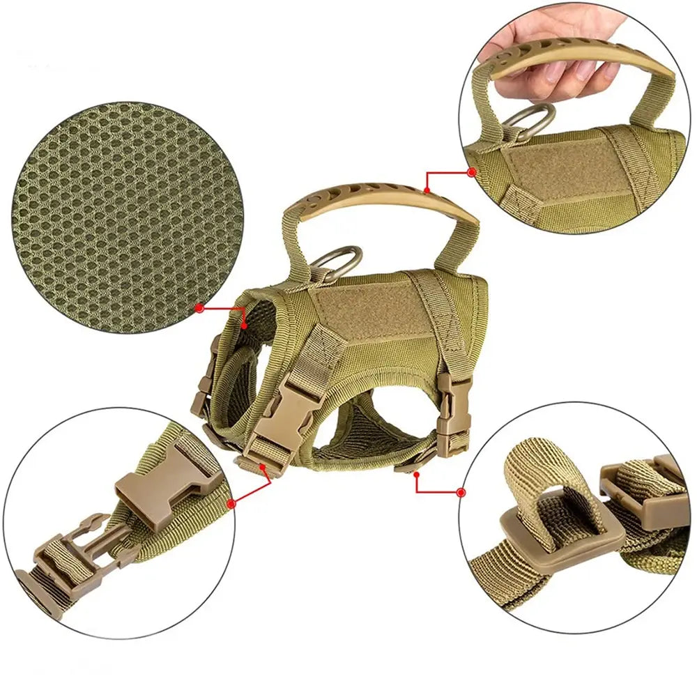 Tactical Dog Harness Set for Small Dogs and Cats -#Summervibes #Petlovers-Dog Vest Dog Leash with 2 Patches Dog Car Harness Outdoorfun