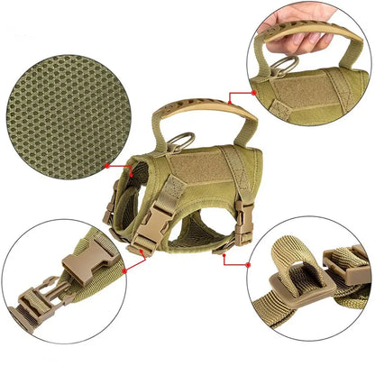 Tactical Dog Harness Set for Small Dogs and Cats -#Summervibes #Petlovers-Dog Vest Dog Leash with 2 Patches Dog Car Harness Outdoorfun