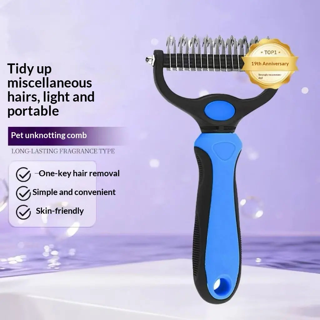 Pain-Free Dematting Undercoat Rake for Pets - Double-Sided Shedding Brush and Effective Tangle Remover Tool for Dogs and Cats, Reducing Loose Hair and Mats Effortlessly