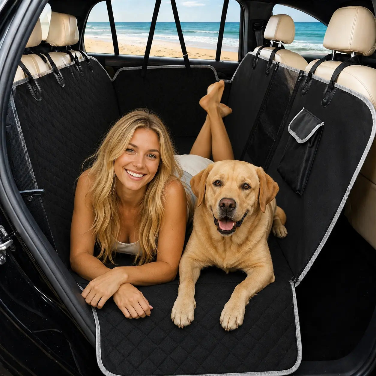 Waterproof Dog Car Seat Cover for Back Seat with Mesh Window, Nonslip Pet Hammock Back Seat Protector, Scratch-Resistant & Durable Rear Seat Cover, Easy to Clean, Universal Fit for Cars & Suvs #Summervibes