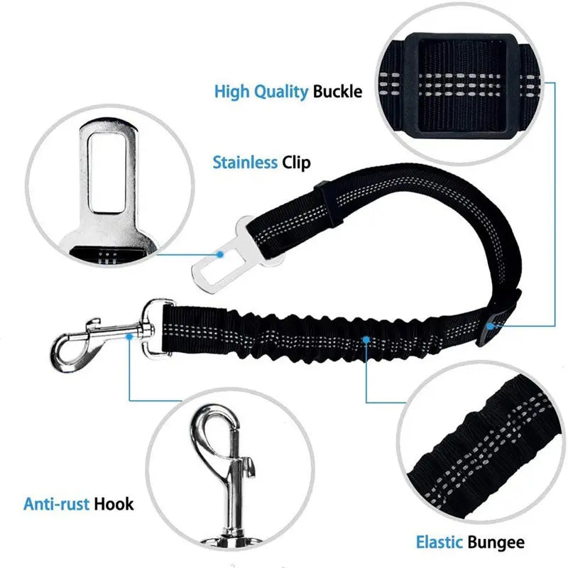 2-Pack Pet Dog & Cat Seat Belts for Cars, Adjustable Safety Leash/Harness Compatible with Vehicle Headrests