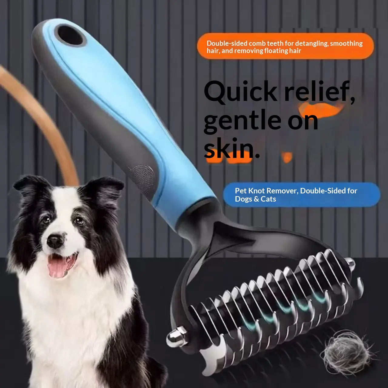 Pain-Free Dematting Undercoat Rake for Pets - Double-Sided Shedding Brush and Effective Tangle Remover Tool for Dogs and Cats, Reducing Loose Hair and Mats Effortlessly